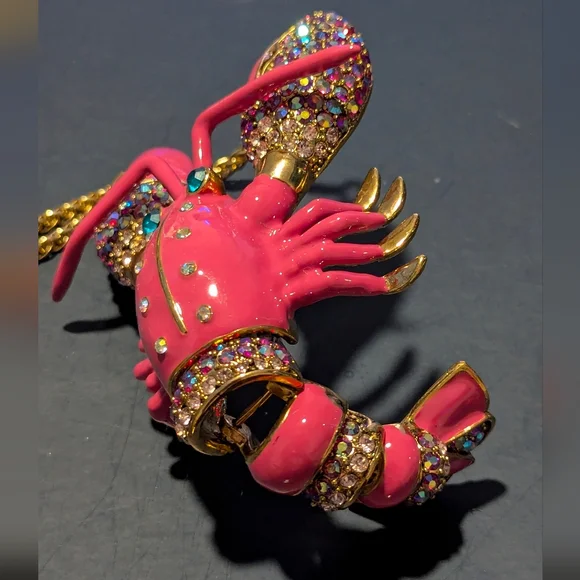 Betsey Johnson Pink and Gold Lobster Necklace - Picture 7 of 14
